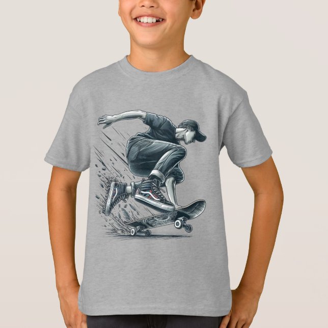T-shirt Skateboarder bleu Burnt Orange Joyeux Birthday Boy (Devant)