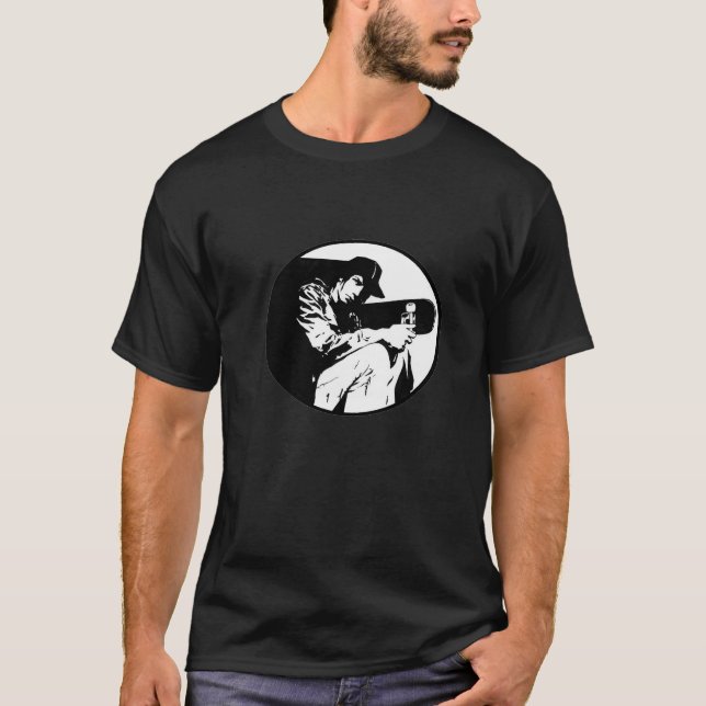 T-shirt Skateboarder noir et blanc (Devant)
