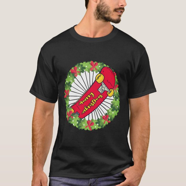 T-shirt Skateboardeur de Noël (Devant)
