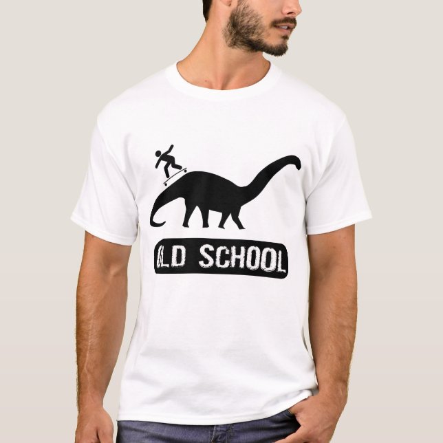 T-shirt Skateboarding de Dino de vieille école (Devant)