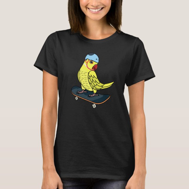 T-shirt Skateboarding Parrot I Yellow Indian Ringneck (Devant)