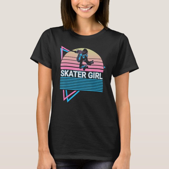 T-shirt Skateboarding Skating Skater Retro Skater Girl (Devant)