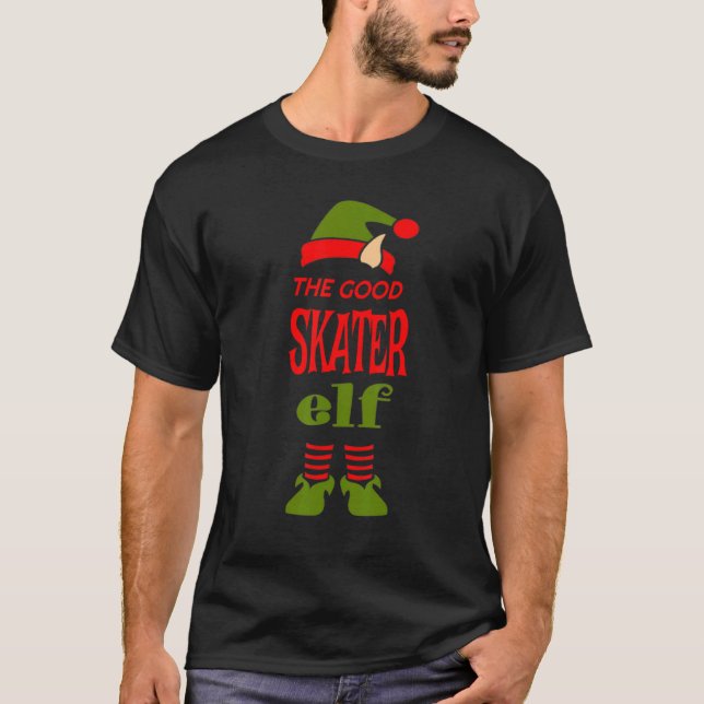 T-shirt SKATER Elf Good Christmas Matching Pajama Party (Devant)
