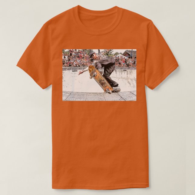T-shirt skater extrême cascade utilisation skateboard dans (Design devant)