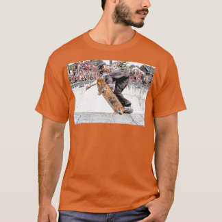 T-shirt skater extrême cascade utilisation skateboard dans