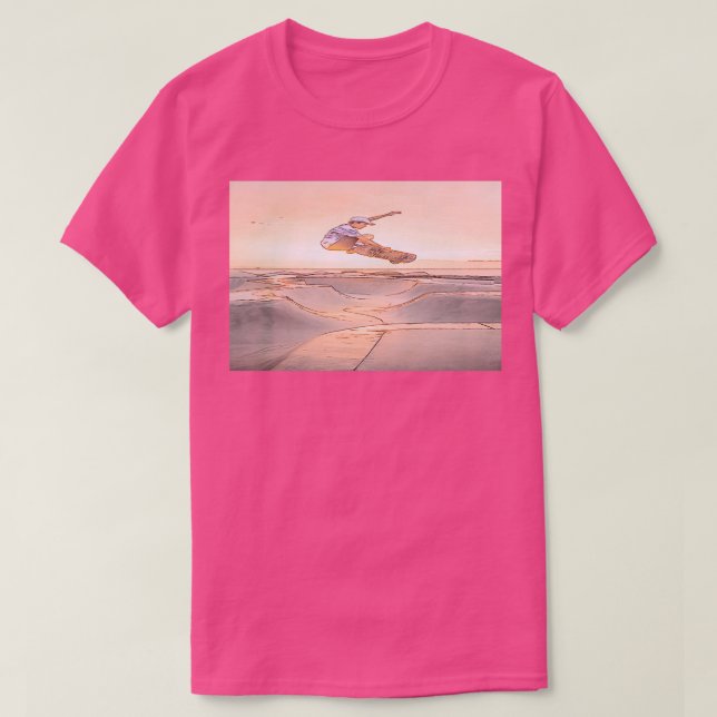 T-shirt skater extrême cascade utilisation skateboard dans (Design devant)
