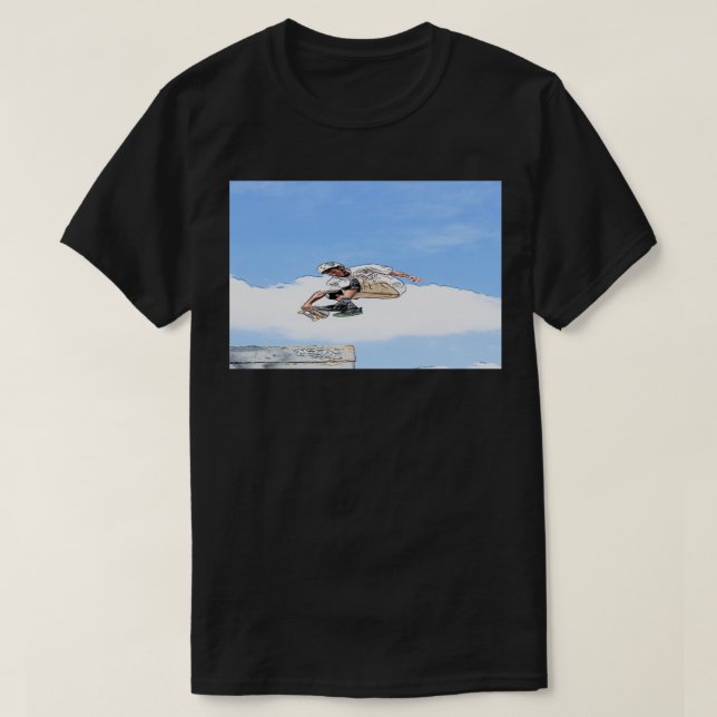 T-shirt skater extrême cascade utilisation skateboard dans (Design devant)