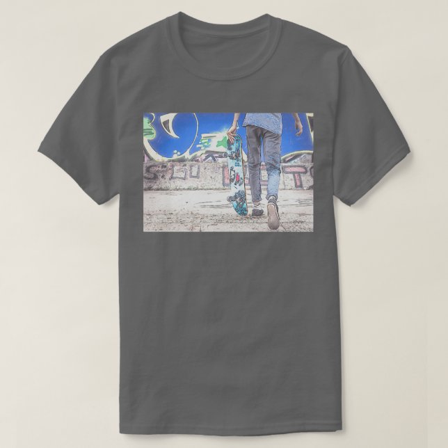 T-shirt skater extrême cascade utilisation skateboard dans (Design devant)