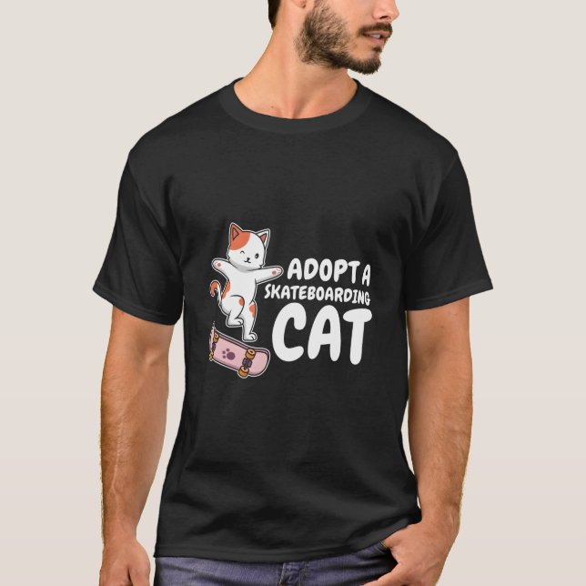T-shirt Skater Feline Skateboarding Skateboarder Skateboar (Devant)