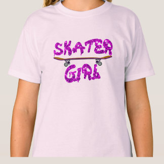 T-shirt Skater Girl Purple Pink Skateboard