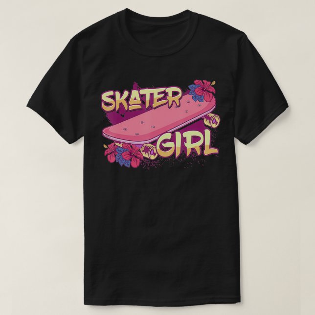 T-shirt Skater Girl Skateboard Skateboard (Design devant)