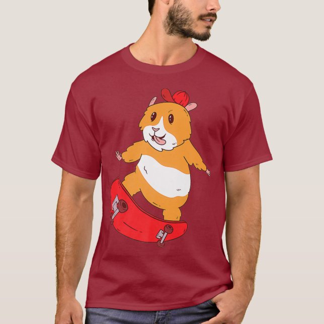 T-shirt Skater Hamster Funny Skateboarder Cool (Devant)