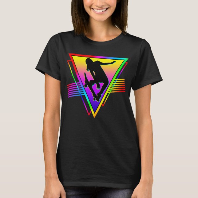 T-shirt Skateur de skateboard rétro (Devant)