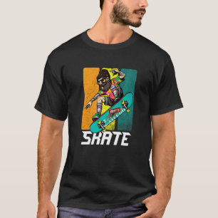 T-shirt Skateur Rétro Barbu Hipster Longboard Skate