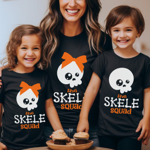T-shirt Skele Squad Bow Halloween Matching Family Group