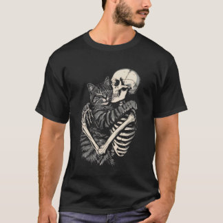 T-shirt Skeleton Accrocher chat Halloween Amoureux des cha
