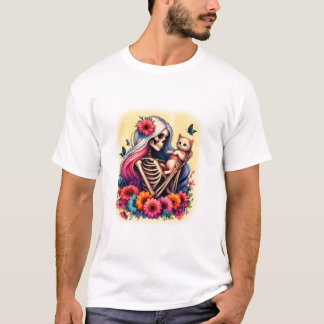 T-shirt Skeleton And Cute Kitten