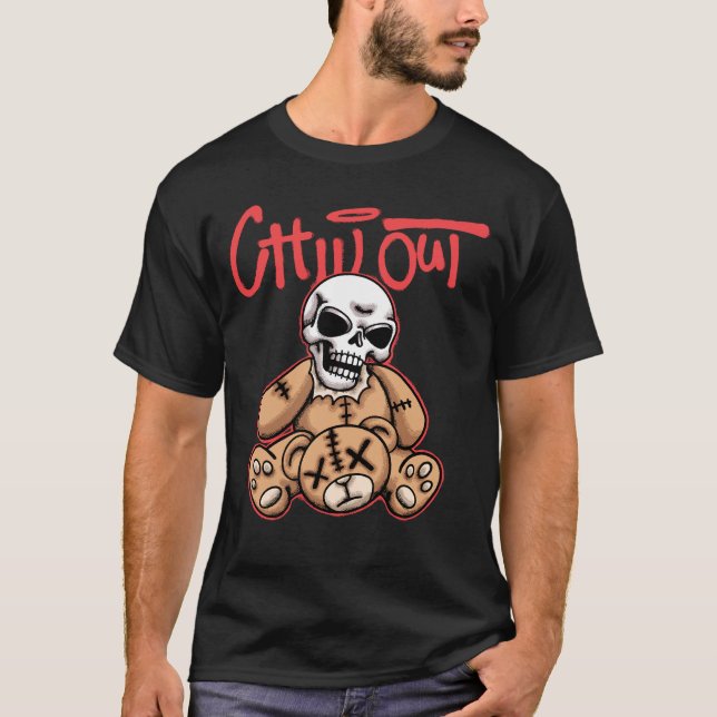 T-shirt Skeleton and Teddy Bear streetwear  (Devant)