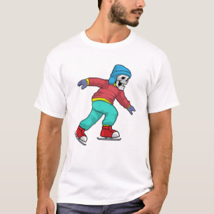 T-shirt Skeleton au patinage sur glace avec patins sur gla