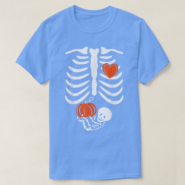 T-shirt Skeleton Baby Pregnant Xray Rib Cage Halloween Cos (Design devant)