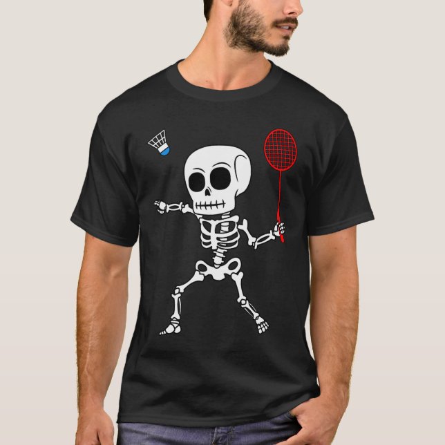 T-shirt Skeleton Badminton Halloween Smash Shuttle Easy Co (Devant)