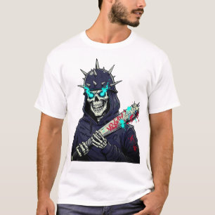 T-shirt Skeleton Baseball Bat Art - Sports Éffrayants Impr