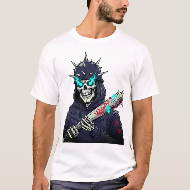 T-shirt Skeleton Baseball Bat Art - Sports Éffrayants Impr (Devant)