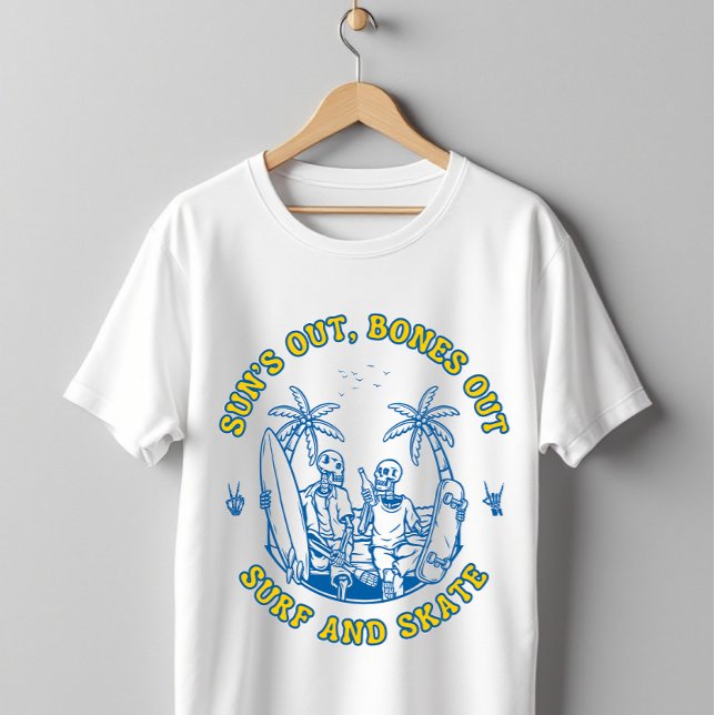 T-shirt Skeleton Beach Vibes Surf et Skate été Design (Créateur téléchargé)