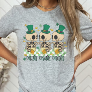 T-shirt Skeleton Bière St. Patrick's Day, Boire Boire Boir