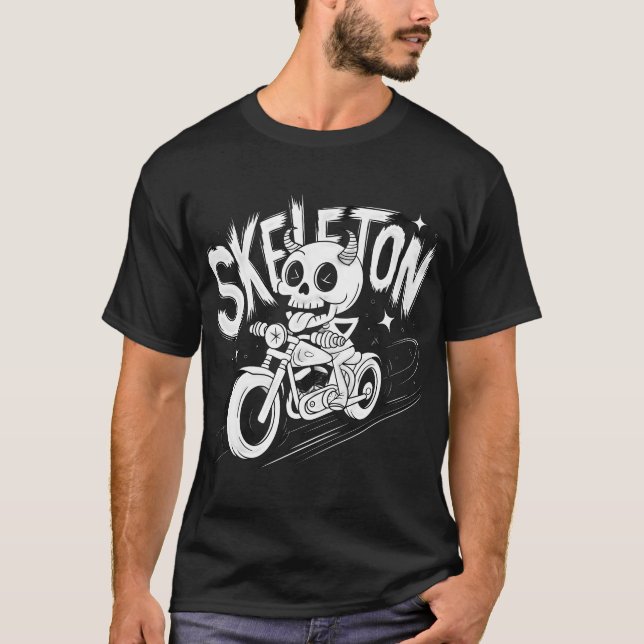 T-shirt Skeleton Bike Rider - Edgy & Cool Biker (Devant)