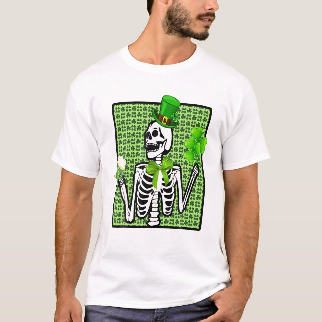 T-shirt Skeleton Boire Bière verte St. Patricks Day Iris (Devant)