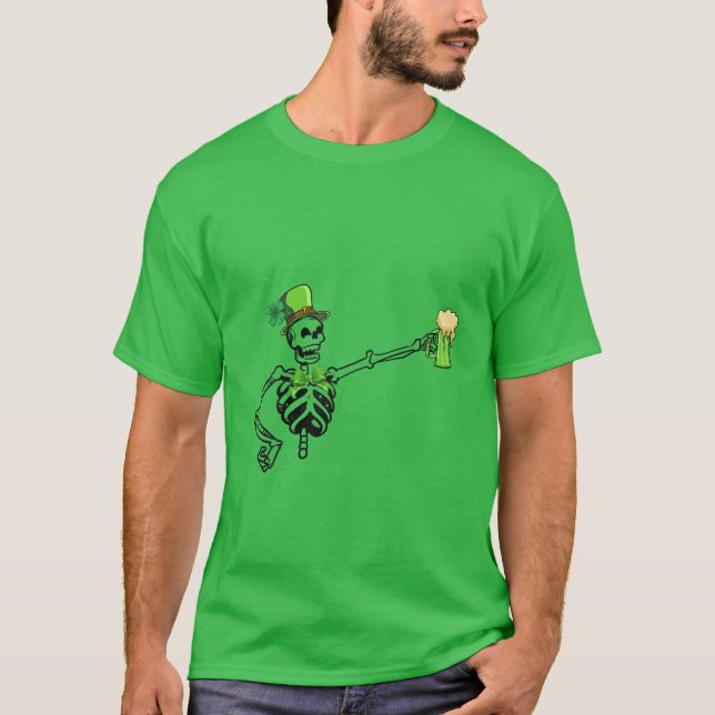 T-shirt Skeleton Boire Bière verte St. Patricks Day Iris (Devant)