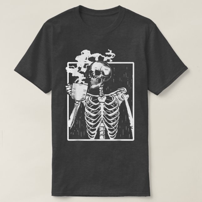 T-shirt Skeleton Boire Café drôle Grunge Ha esthétique (Design devant)