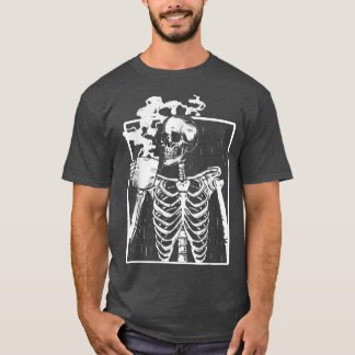T-shirt Skeleton Boire Café drôle Grunge Ha esthétique