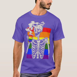 T-shirt Skeleton Boire Café LGBTQ Retro Gay pride Fla