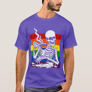 T-shirt Skeleton Boire Café LGBTQ Retro Gay pride Fla