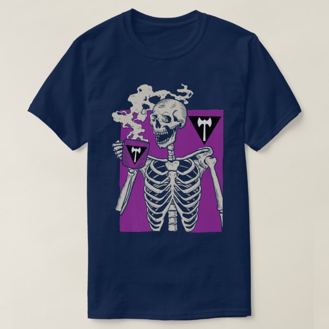 T-shirt Skeleton Boire Café LGBTQ Retro Lesbian Pride (Design devant)