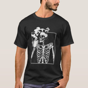 T-shirt Skeleton Boire Café Lover Drôle Halloween Sku