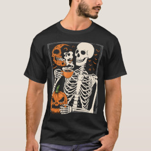 T-shirt Skeleton Boire Café Lover Halloween Crâne Hommes