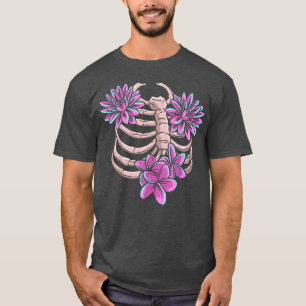 T-shirt Skeleton Cage de côtes Floral X-ray Halloween Cost