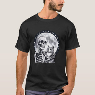 T-shirt Skeleton Chat Crâne Kitty mignonne Halloween Homme