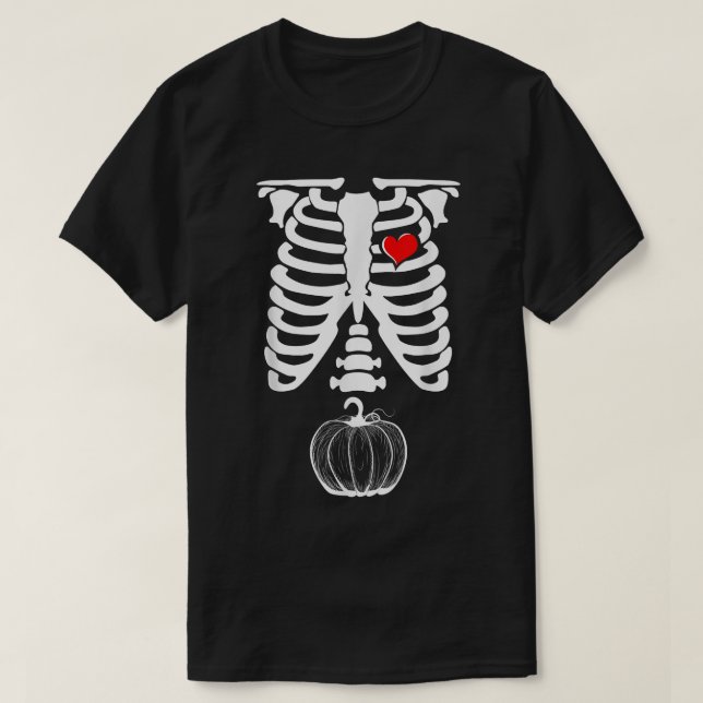 T-shirt Skeleton Citrouille de grossesse XRay Halloween (Design devant)