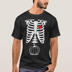 T-shirt Skeleton Citrouille de grossesse XRay Halloween