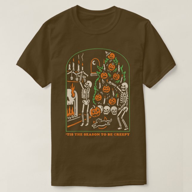 T-shirt Skeleton Citrouille Halloween C'est la saison pour (Design devant)