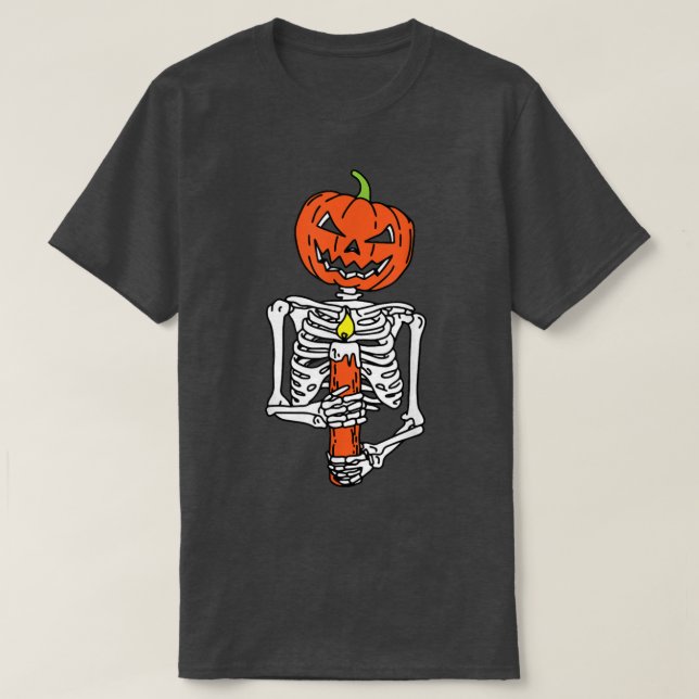 T-shirt Skeleton Citrouille Lazy Halloween Costume effraya (Design devant)
