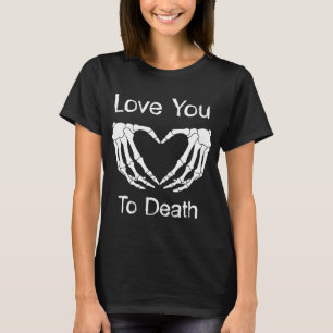 T-shirt Skeleton Coeur En Forme Mains Vous Aimez À La Vale