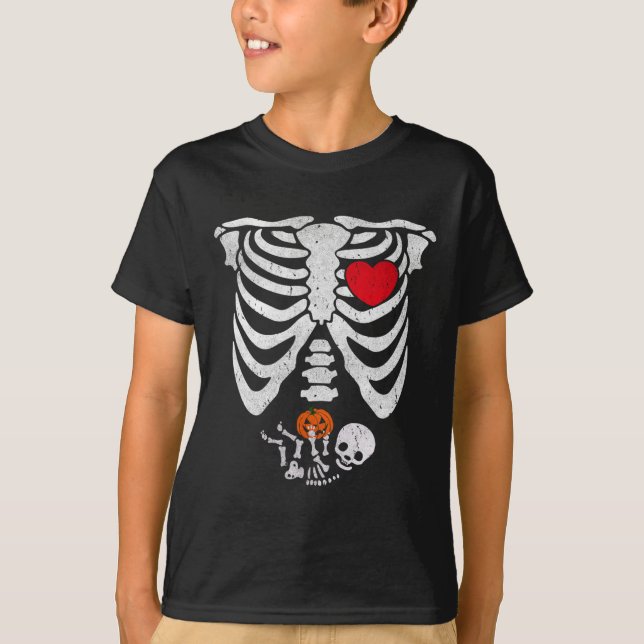 T-shirt Skeleton Coeur Halloween Costumes Par (Devant)