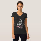 T-shirt Skeleton Coeur main Floral Gothique Aquarelle Mari (Devant entier)