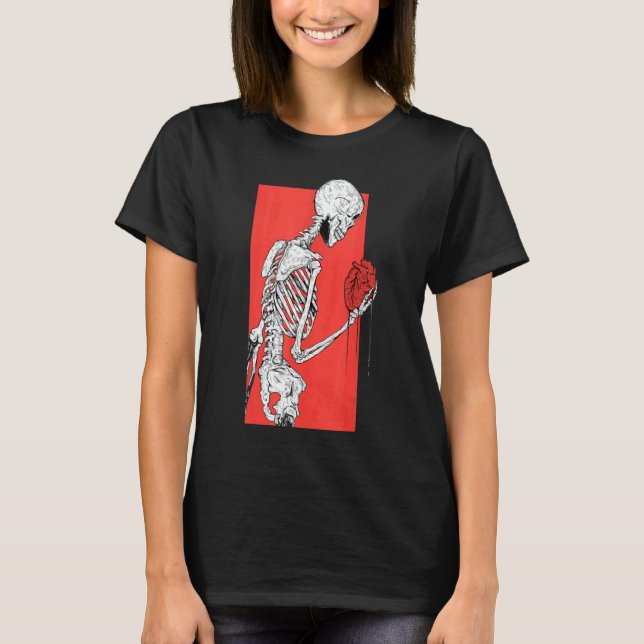 T-shirt Skeleton Coeur Rib Challoween (Devant)
