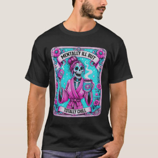 T-shirt Skeleton Coffee Tarot Card Mental Mll Mais Totale